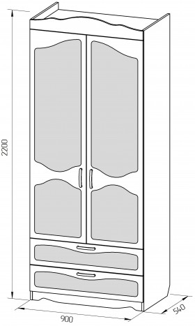Шкаф 2-х створчатый с ящиками серии Иллюзия 31 Светло-сиреневый в Нюрбе - nyurba.katalogmebeli.com | фото 2