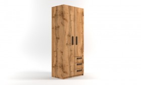 Шкаф 2-х створчатый с ящиками Шервуд (Дуб Вотан) в Нюрбе - nyurba.katalogmebeli.com | фото