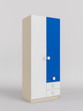 Шкаф 2-х створчатый с ящиками Скай люкс (Синий/Белый/корпус Клен) в Нюрбе - nyurba.katalogmebeli.com | фото