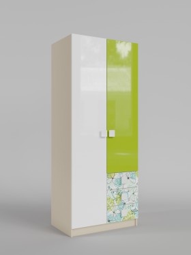 Шкаф 2-х створчатый с ящиками Твит (Белый/Зеленый/корпус Клен) в Нюрбе - nyurba.katalogmebeli.com | фото