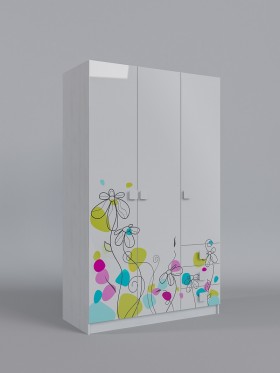 Шкаф 3-х створчатый с ящиками Флёр (Белый/корпус Выбеленное дерево) в Нюрбе - nyurba.katalogmebeli.com | фото