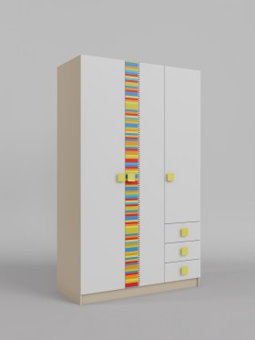 Шкаф 3-х створчатый с ящиками Клаксон без машинок (Белый/корпус Клен) в Нюрбе - nyurba.katalogmebeli.com | фото