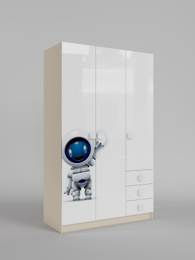 Шкаф 3-х створчатый с ящиками Санни (Белый/корпус Клен) в Нюрбе - nyurba.katalogmebeli.com | фото