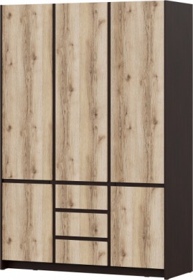 Модульная система "Прага" Шкаф для одежды трехстворчатый Дуб Венге/Дуб Делано в Нюрбе - nyurba.katalogmebeli.com | фото