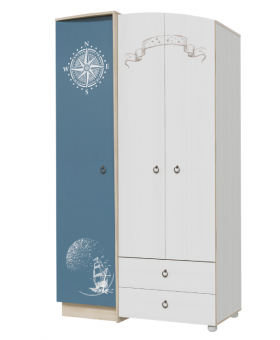 Шкаф для одежды Бриз 1200 Дуб ривьера/ Рамух белый/синий в Нюрбе - nyurba.katalogmebeli.com | фото