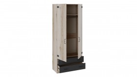 Шкаф для одежды комбинированный «Окланд» (Фон Черный/Дуб Делано) в Нюрбе - nyurba.katalogmebeli.com | фото 2