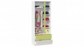 Шкаф для одежды комбинированный «Сканди» Дуб Гарден/Белый/Зеленый в Нюрбе - nyurba.katalogmebeli.com | фото 4