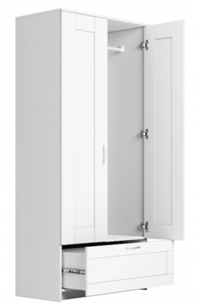 Шкаф двухдверный Сириус с 1 ящиком белый в Нюрбе - nyurba.katalogmebeli.com | фото 3