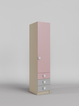Шкаф угловой (секция с ящиками) Грэйси (Розовый/Серый/корпус Клен) в Нюрбе - nyurba.katalogmebeli.com | фото