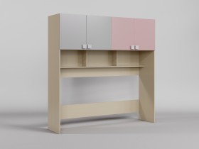 Система хранения над кроватью Грэйси (Розовый/Серый/корпус Клен) в Нюрбе - nyurba.katalogmebeli.com | фото