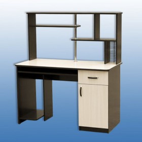 Компьютерный стол 1 с надстройкой (Венге/Дуб выбеленный) в Нюрбе - nyurba.katalogmebeli.com | фото 2