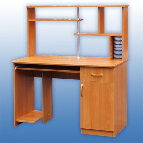 Компьютерный стол 1 с надстройкой (Венге/Дуб выбеленный) в Нюрбе - nyurba.katalogmebeli.com | фото 3