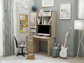 Компьютерный стол Лайт-1 (1200/дуб сонома/белый) в Нюрбе - nyurba.katalogmebeli.com | фото