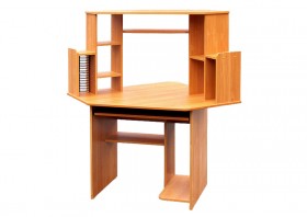 Угловой компьютерный стол (Вишня Оксфорд) в Нюрбе - nyurba.katalogmebeli.com | фото