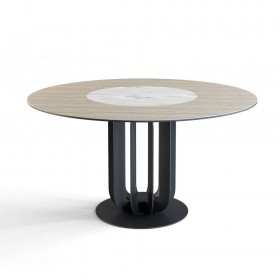 Стол круглый Rotor (160), шпон + керамика светлая в Нюрбе - nyurba.katalogmebeli.com | фото